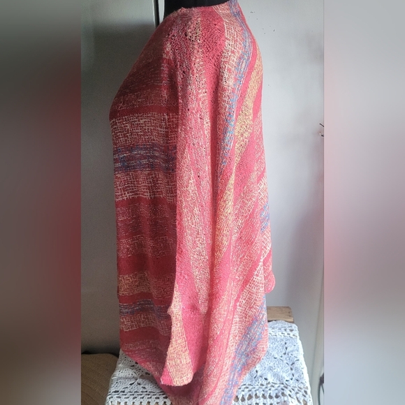 Nally & Millie Pink Multi Colored Striped Dolman Sleeve Top OS - Picture 3 of 6